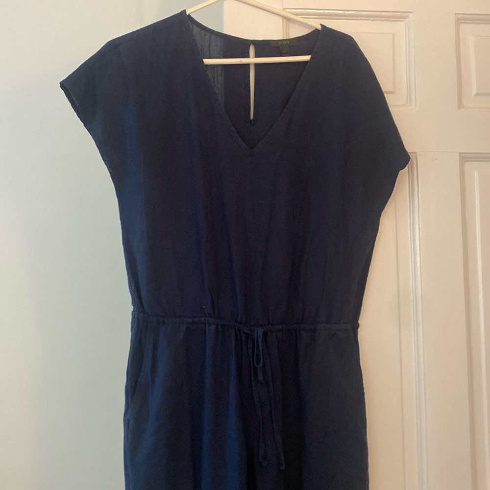 Crew navy linen jumpsuit